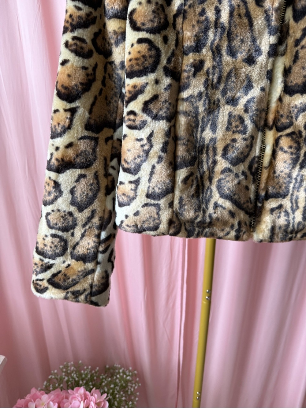 Vintage Caché Leopard Print Faux Fur Teddy Jacket Y2K Size XS - Picture 3 of 5